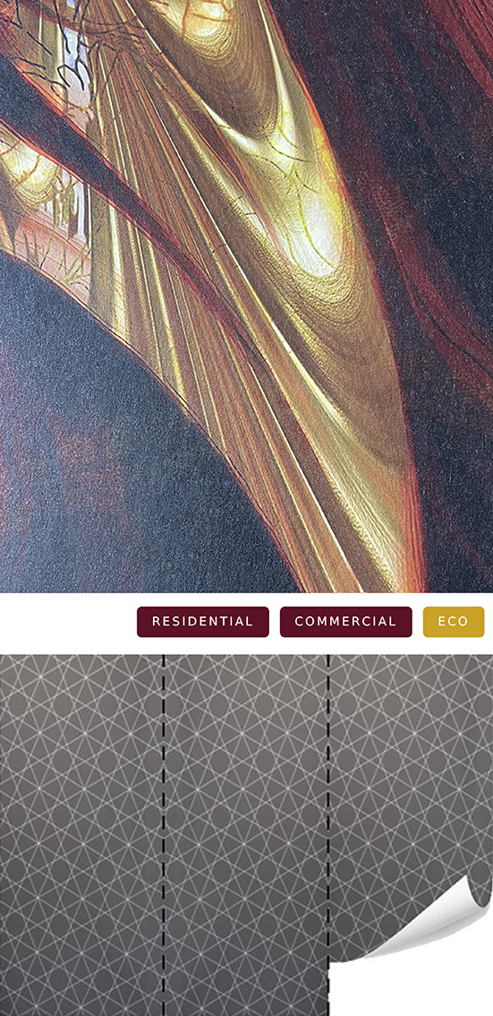 Technical layout visualization showing wall panels with 50 cm width strips