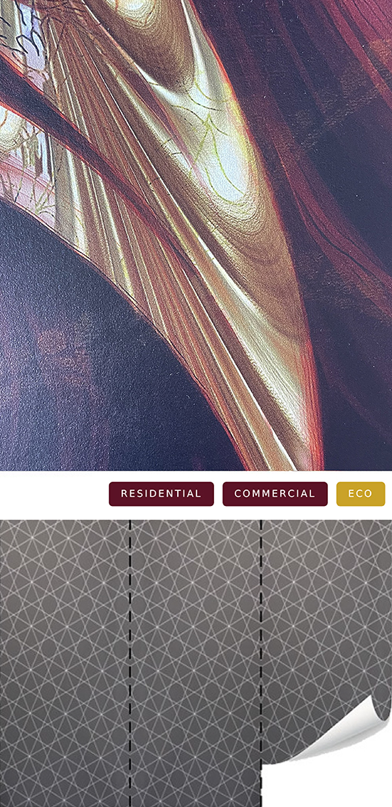 Technical layout visualization showing wall panels with 50 or 70 cm width strips